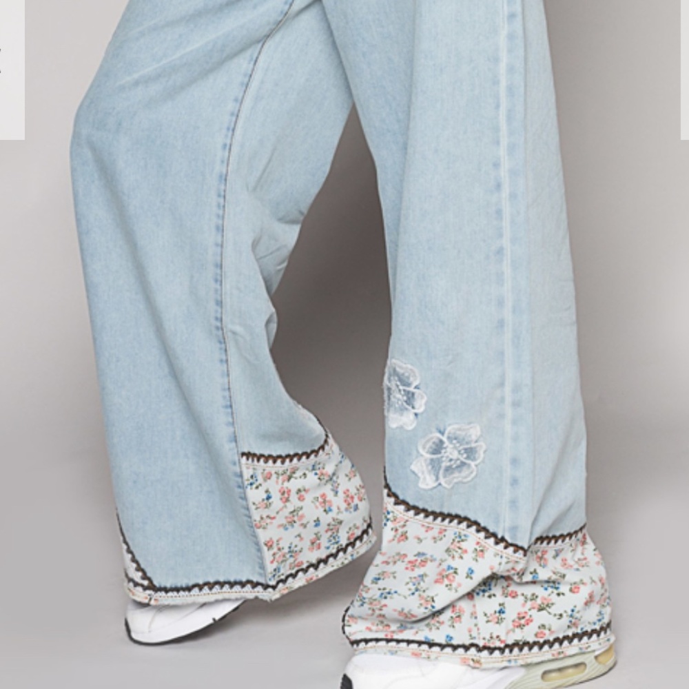 ☀️POL “ Nantucket 2 “ POL Denim Patchwork Flare Jeans Relaxed Fit Lightweight 12 - Picture 9 of 12